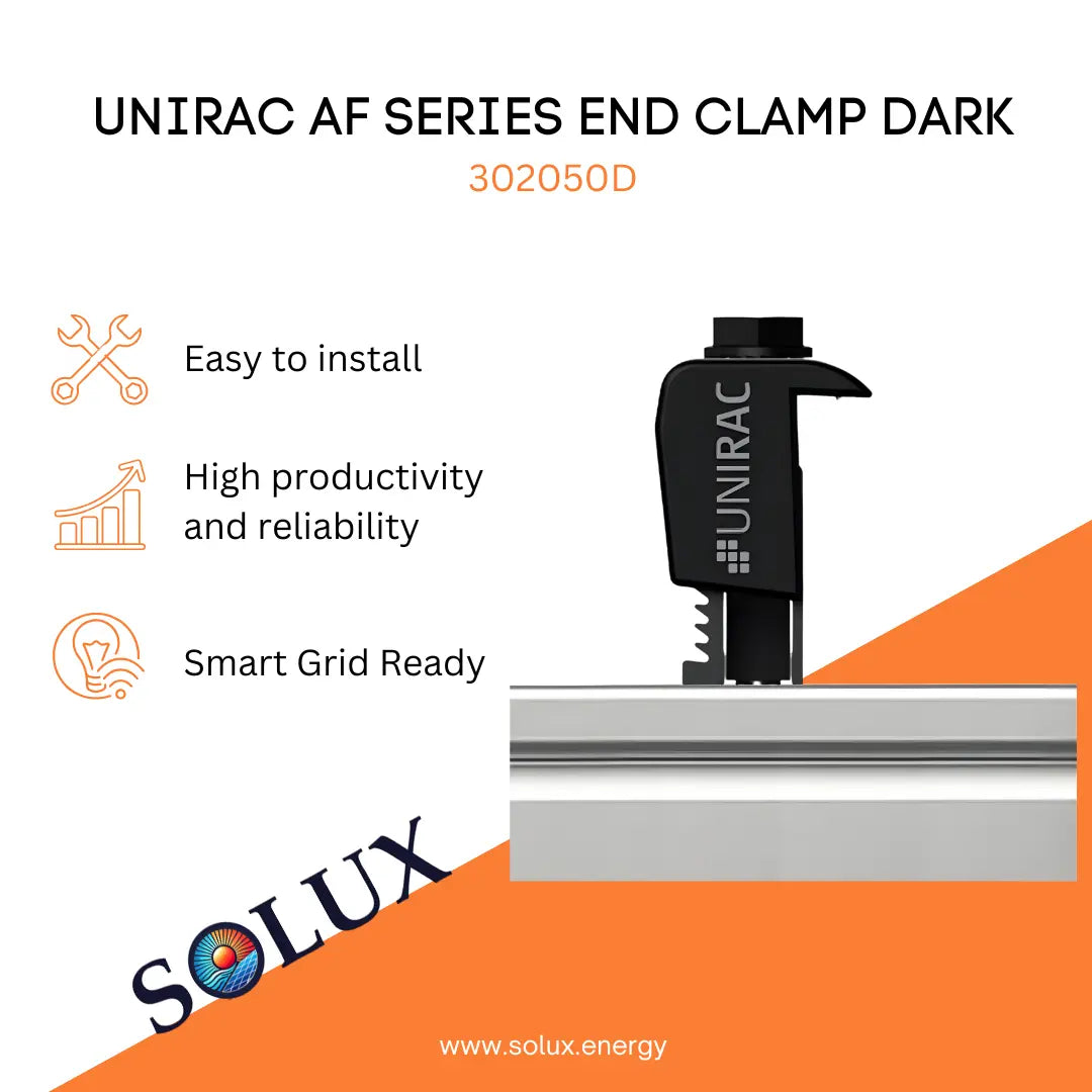 This is an image of End Clamp Solar Dark Unirac AF Series